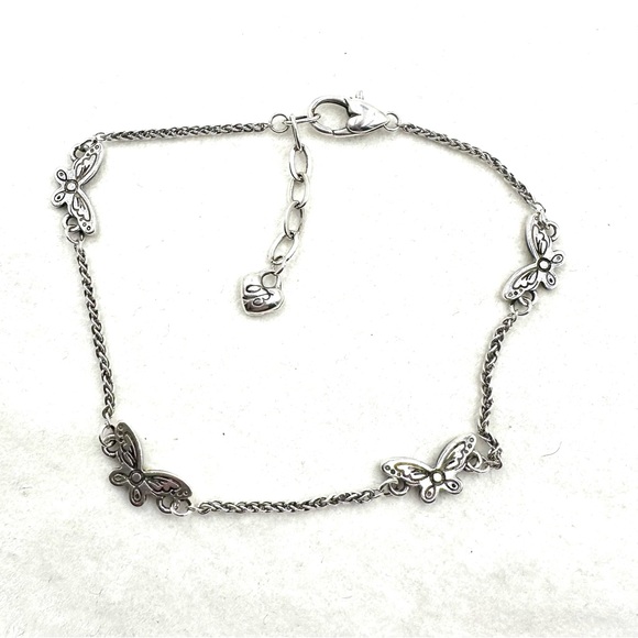 Vintage Brighton Silver Crystal Butterfly Ankle Bracelet NWOT - Picture 7 of 7